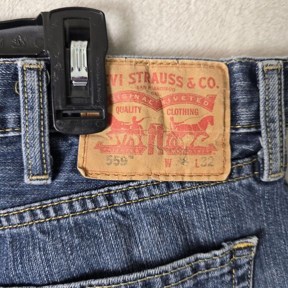 Levis 559 Jeans Mens Size 38x32 (38x31) Blue Relaxed Straight Med Wash Cowboy - Picture 11 of 13